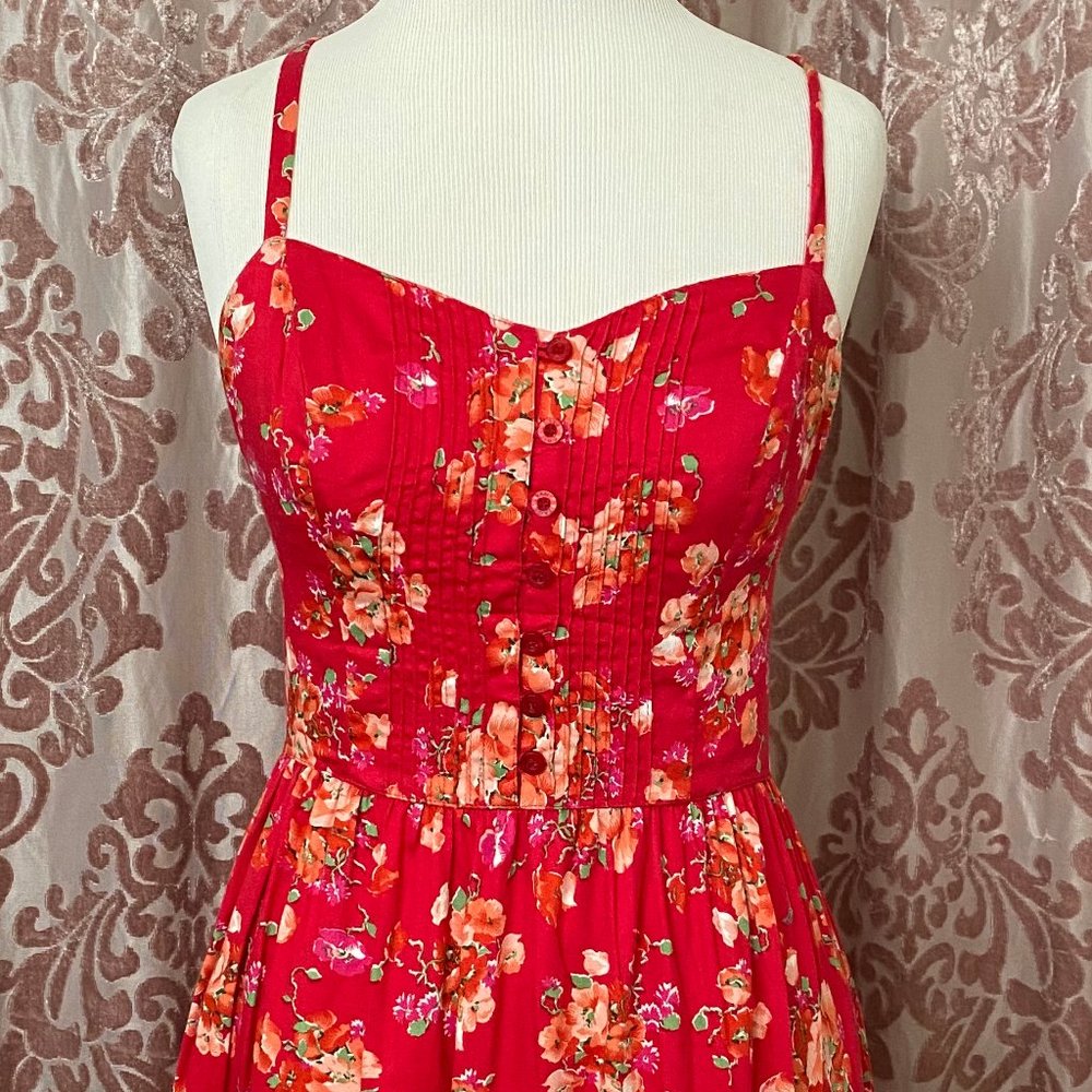 F21 Red Floral Backless Dress